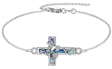 YFN Kreuzen Armband 925 Sterling Silber Religiöses Kreuz Armband Kolibri Schmuck Geschenke für Damen Männer