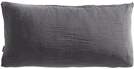 Pure Label Musselin Kopfkissenbezug 40x80 cm aus 100% Baumwolle - Traumhaft weiche, kuschelige Kissen-Sets in anthrazit aus Musselin