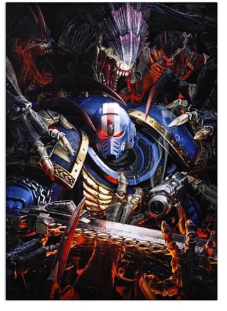 Displate Offiziell Warhammer MetallPoster Magnetische Befestigung Inklusive Lizenziert Bilder Hochwertiges Poster Warhammer 40,000: Space Marine 2 - Purge the Swarm Poster 45 cm x 32 cm