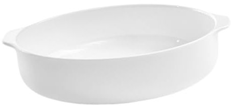 OFFSCH Fuente De Horno Cerámica Blanca Con Doble Asa Resistente Al Calor Para Tartas Queso Guisos y Platos Individuales Diseño