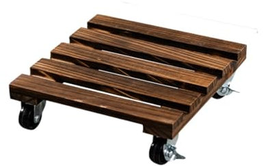 Chariot à plantes avec roulettes, support pour plantes, LBS, plante carrée en bois robuste avec roulettes pivotantes verrouillables à 360° pour grands pots de fleurs dans la cuisine, barre de