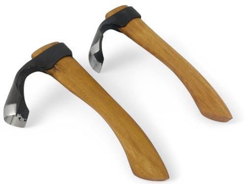 Set of 2 wood carving woodworking bowl adze tools - large - small curved adze outside bevels