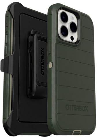 OtterBox Schutzhülle für iPhone 13 Pro Max & iPhone 12 Pro Max (nur Defender Serie, Bildschirmlose Edition), Lichen The Trek (Grün), Holster-Clip enthalten, Schutz vor Mikrobiellen Abwehr, Keine