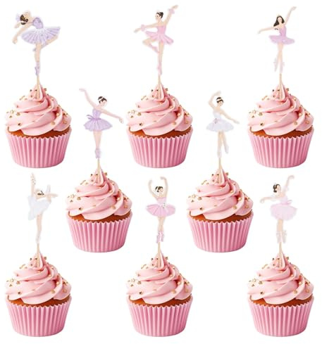32 Stück Ballerina Cupcake Toppers,Rosa Ballett Mädchen Tortendeko,Ballett Tutu für Hochzeit,Babyshower,Geburtstag, Muffins,Kuchen und Desserts,Ballerina und Prinzessinnen Cupcake schmücken（8 Stile）