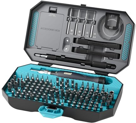 INOVU FIX'EM All Pro Kit - Kit Tournevis et Accessoires pour Entretien PC, PC Portable, Smartphone et Tablette - 120 Embouts, 12 Douilles, Outils d'ouverture, Ventouse pour écran et spatules