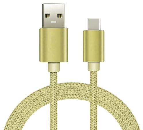World biz USB C Charger Cable, 2M USB to USB C Cable, Braided USB A to USB C Phone Charger Cable for iPhone 15 (Standard Charging), Samsung S22/S21, Hua-wei, Pixel, i-Pad, Switch,More (Gold)