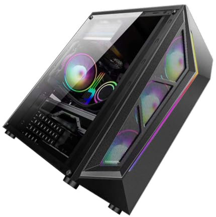 OSALADI Boîtier Pc ATX -Tour Transparent avec Éclairage RGB Châssis Et Acrylique Ventilation Personnalisable Panel Latéral Clair pour Ordinateur De Bureau Et Jeux