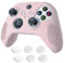 eXtremeRate PlayVital Pink Controller Skin for Xbox Series X/S, 3D Studded Edition Anti-Slip Soft Silicone Cover for Xbox Core Controller with 6 Thumb Grip Caps