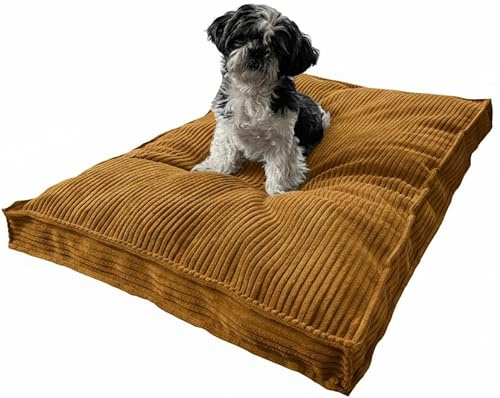 Extrasen Hundebett Hundekissen Cord Große Hunde Waschbar Abriebfest 100 x 70 cm Rotbraun XXL