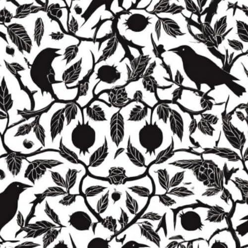 DERUINVAIO Self Adhesive Feature Removable Black Birds Pomegranate Leaves Floral Peel and Stick Vinyl Wallpaper Roll, Sticky Lining Paper for Bedroom, Living Room, Kitchen Walls