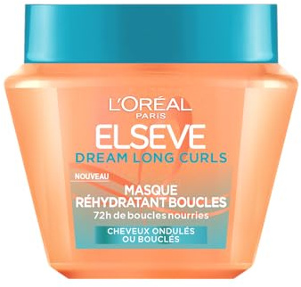 L'Oréal Paris Elseve Dream Long Curls Masque Cheveux Bouclés 290ml | 10% Cocktail Hydratation, Glycérine huile ricin, 72h nutrition, Soin réhydratant, Cheveux ondulés