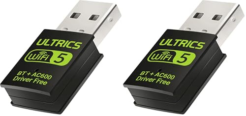 ULTRICS WiFi Bluetooth USB Adapter for PC, USB WiFi Dongle for PC, 600Mbps Dual Band 5G Wireless Adapter, Internet Dongle, Bluetooth Receiver Compatible with Windows 11/10/8.1 (Pack of 2)
