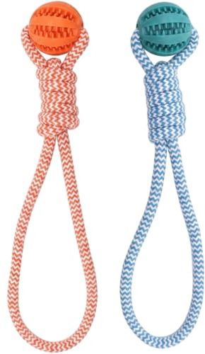 GYTFOG 2PCS Dog Ball on Rope, Dog Tug Toy with Ball on Rope, Ball On A Rope For Dogs Exciting Fetch Games and Effective Teeth Cleaning for Teeth Cleaning or All Breeds Dog Toys,Dog Presents