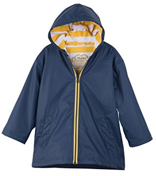 Hatley Kinder Regenjacke mit Reißverschluss Zip-Up Splash Jacket, Marine & Gelb - Navy & Yellow, 4 Jahre