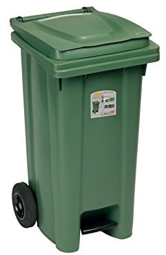 Stefanplast 6435 Bidone Immondizia con Ruote con Pedale, Plastica, Verde, 48 x 55 x 94 cm