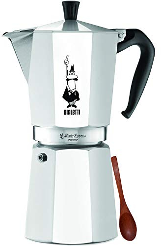 Bialetti Moka Express Ensemble de machine à expresso de 775 ml avec 12 tasses à café et petite cuillère en bois Zonoz