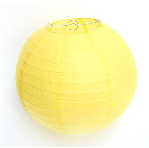 FullBerg 20er Papier Laterne Lampions Ø 25cm 10 rund Ballform Lampenschirm für Hochtzeit Kirche Garten Party Dekoration Papierlaterner Papierlampen (Gelb rosa)