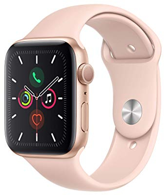 Apple Watch Series 5 44 mm (GPS) – Goldfarbenes Aluminiumgehäuse mit rosa Sportarmband (Renewed)