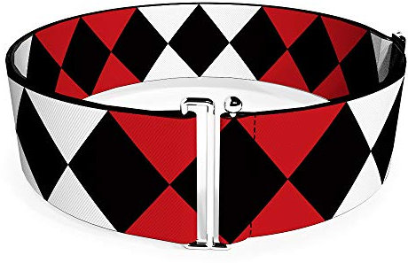 DC Comics Gürtel, Cinch Gürtel Greifvögel Harley Quinn Diamanten Split Weiß Schwarz Rot 7,6 cm breit verstellbar, Greifvögel, 3 x 44