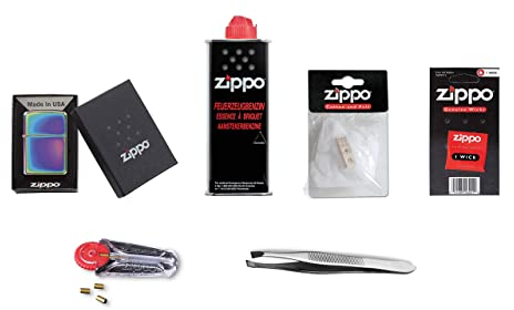 Zippo Set 9 enthält EIN Feuerzeug, Benzin, Feuersteine, Watte, Docht und eine Pinzette