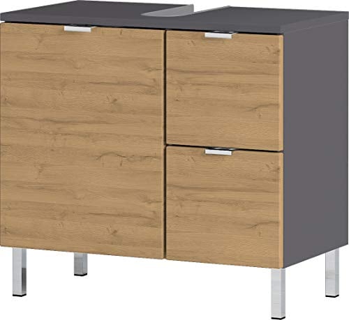 GERMANIA DIE MÖBELMACHER WB-Unterschrank 8529-564 GW-MAURESA, in Graphit/Grandson-Eiche-Nachbildung, Zwei Schubkästen, Oberboden mit Aussparung für Siphon60x56x34 cm (BxHxT)