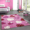 CARPETIA Tapis Enfants Tapis de Jeu Tapis bébé Fille Coeurs Rose crème Rouge Größe 120 cm Rund
