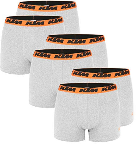 KTM by Freegun Boxershorts für Herren Unterwäsche Pant Men´s Boxer 6 er Pack, Farbe:Light Grey2, Bekleidungsgröße:L