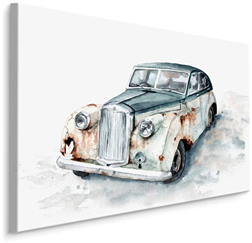Muralo Leinwandbilder 120x80 Motorisierung Auto Retro Leinwand Wandbild Kunstdruck Alt Fahrzeug Verrosted Verlassen Schlafzimmer Wohnzimmer Wanddekoration Design XXL 528 Br. 120 cm x Hö. 80 cm