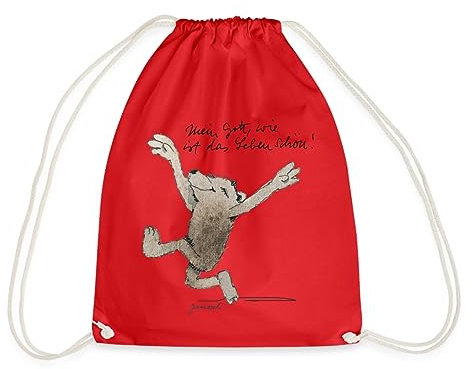 Spreadshirt Janosch Bär Schönes Leben Spruch Turnbeutel, One size, Rot