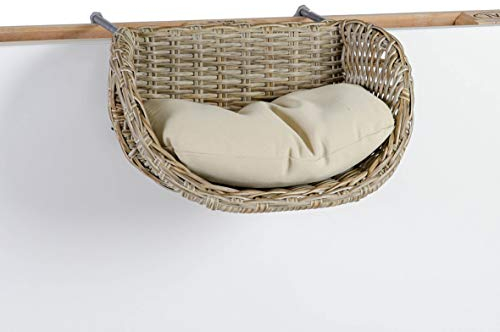 greemotion Katzenkorb zum Aufhängen aus Polyrattan, ca. 50 x 30 x 30 cm, beige, Einheitsgröße