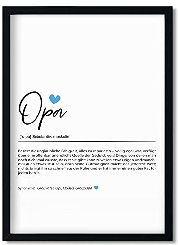 Urhome Kunstdruck Definition Opa ohne Bilderrahmen in DIN A4 - Worterklärung wie im Duden Lexikon Wandbild Wanddeko mit Spruch für Wohnung Familie Freunde Geschenk