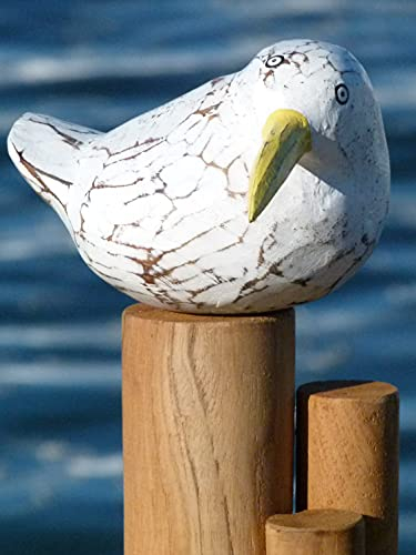 Pommerntraum ® | Maritime Gartendekoration Möwe auf Poller Möve Vogel Holzpoller Dalbe Naturdekoration aus Holz (Möwe auf Poller)