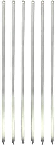 TSTAR Kebab Skewers Set of 6 BBQ Flat Metal Barbecue Grilling Skewers Sticks Reusable Extra Long Wide Metal Skewer Shish Kabob Kebab Meat Barbecue Tool (50cm x 1cm - 6pc),Silver (TS406/TS407)