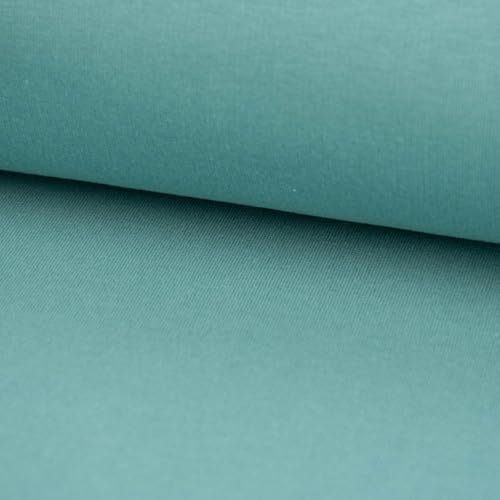 SCHÖNER LEBEN. Sweatstoff Meterware Bio Soft Sweat dünn Uni dunkel Mint 1,5m Breite