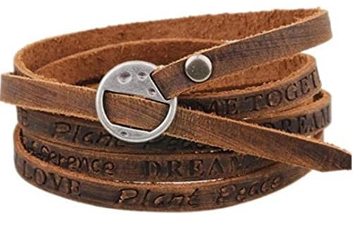 Multilayer Leder Armband Vintage Böhmischen Stil Schmuck Handmade Wrap Prägung Brief Armband Für Mann Und Frauen