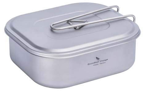Boundless Voyage Single Layer Titanium Lunch Box Food Container Portable Camping Cookware Outdoor Rice Cooker Dishwasher Safe Ti2084C