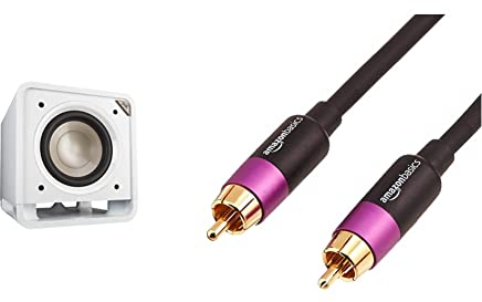 Polk Audio HTS 10 Aktivsubwoofer für Heimkino Soundsysteme und Musik, 10 Bass Box, 200 Watt & Amazon Basics PBH-19089 - Subwoofer-Kabel, 4,6 m