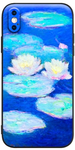 Berkin Arts Compatible with iPhone X Case/iPhone XS Silicone Case Cover Designs Cute Painting Famous Women Soft Shockproof Bumper Slim Come with Screen Protector (Claude Monet-Lilies)
