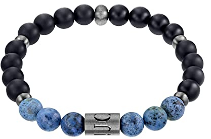 JOOP! Armband Edelstahl Herren Armschmuck, mit Dumortierit, 18,5 cm, Silber, Kommt in Schmuck Geschenk Box, 2033995