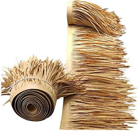 RUMENT Toit en Paille Tuile de Chaume de Simulation Fausse Paille Rouleau de Chaume de Palmier en Plastique Artificiel 1m 3m 5m Anti-âge Ignifuge pour Tiki Bar Jardin Gazebo Déc(Size:1m/3.2ft)