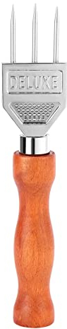 Uinfhyknd Ice Pick - Heavy Duty Ice Crusher with Wooden Handle, 304 Stainless Steel Three Spoke Ice Breaker for Bartender