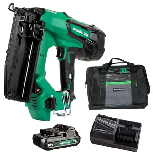 Metabo HPT 18V MultiVolt Brushless Cordless Finish Nailer Kit, 16 Gauge Straight Finish Nailer with Power Tool 2.0Ah Lithium Ion Battery, Drives 1 to 2-1/2 Nails, NT1865DMST