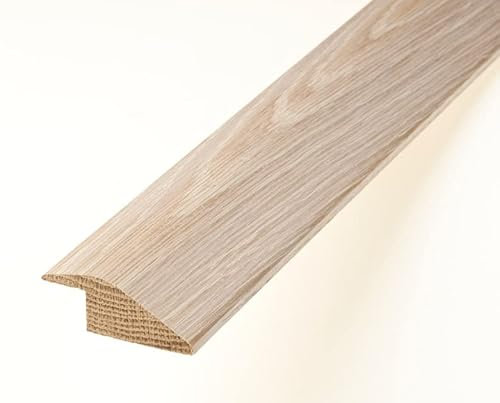Threshold Door Strip Solid Oak R Section 20mm Ramp Reducer Trim 90cm for Wood & Laminate Flooring Off White Oak