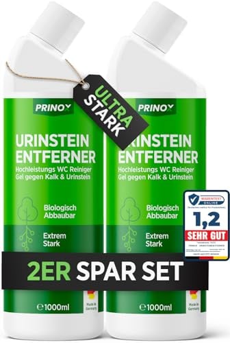 PRINOX® 2x Urinsteinentferner EXTRA STARK 1000ml - Profi Urinstein & Kalkentferner Konzentrat - Extrem kraftvoller Urinsteinlöser & WC Reiniger mit Schräghals