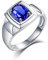 Lieson Ehering Weißgold Herren 750 18K, Hochzeit Ringe Männer Geometrisch Solitär 1.14ct Oval Tansanit Verlobungsringe Weißgold Große 61 (19.4)