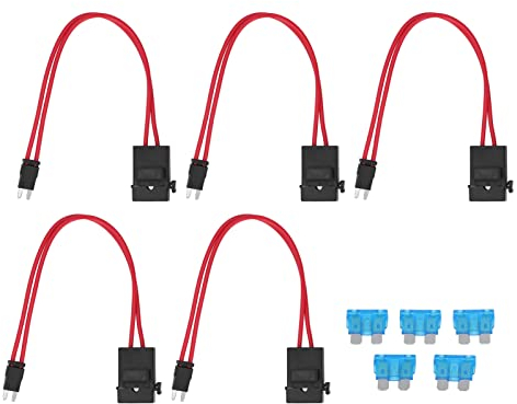 5PCS Kfz-Sicherungshalter-Anschluss 16AWG 20A Sicherungshalter-Adapter mit Flachsicherung für Auto und Motorrad (ACK S 10,9 mm)
