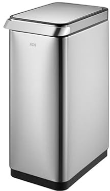 PROREGAL Eleganter Abfalleimer aus gebürstetem Edelstahl mit Touch Bar | 30 Liter, HxBxT 62,3x26x40,8cm | Silber