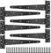 SINJEUN 6 Pcs 12 Inch T Hinges, Black Heavy Duty Shed Barn Door Hinge with Mounting Screws, Upgraded and Thickened Metal Strap Gate Hinges for Fences, Windows, Cabinets