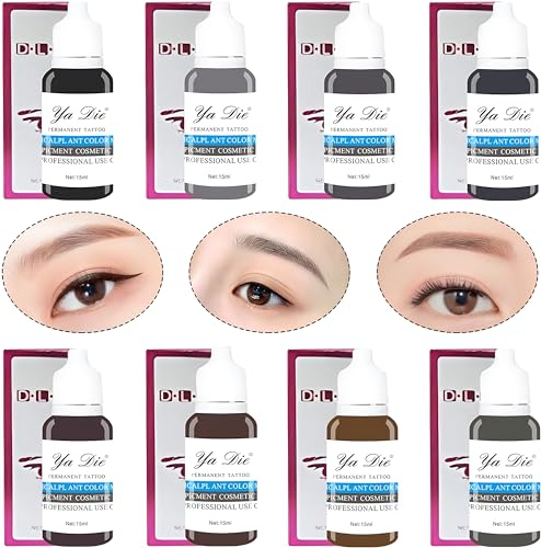 Ultra-präzise Augenbrauen-Tattoo-Tinte schafft intensives, permanentes Brauen-Make-up, verbessert coole Guy und Mädchen Brauenfarbe, Brauenfüller, DLD Professional Sexy Brow Make-up Geschenkset (8