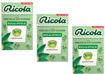 Ricola® | Caramelos de eucaliptol | Caramelos de Hierbas Sin Azúcar - 3 x 50 Gr